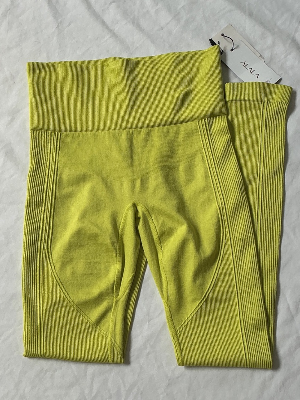 Alala sz M Barre Seamless Rib Leggings Chartreuse NWTs
